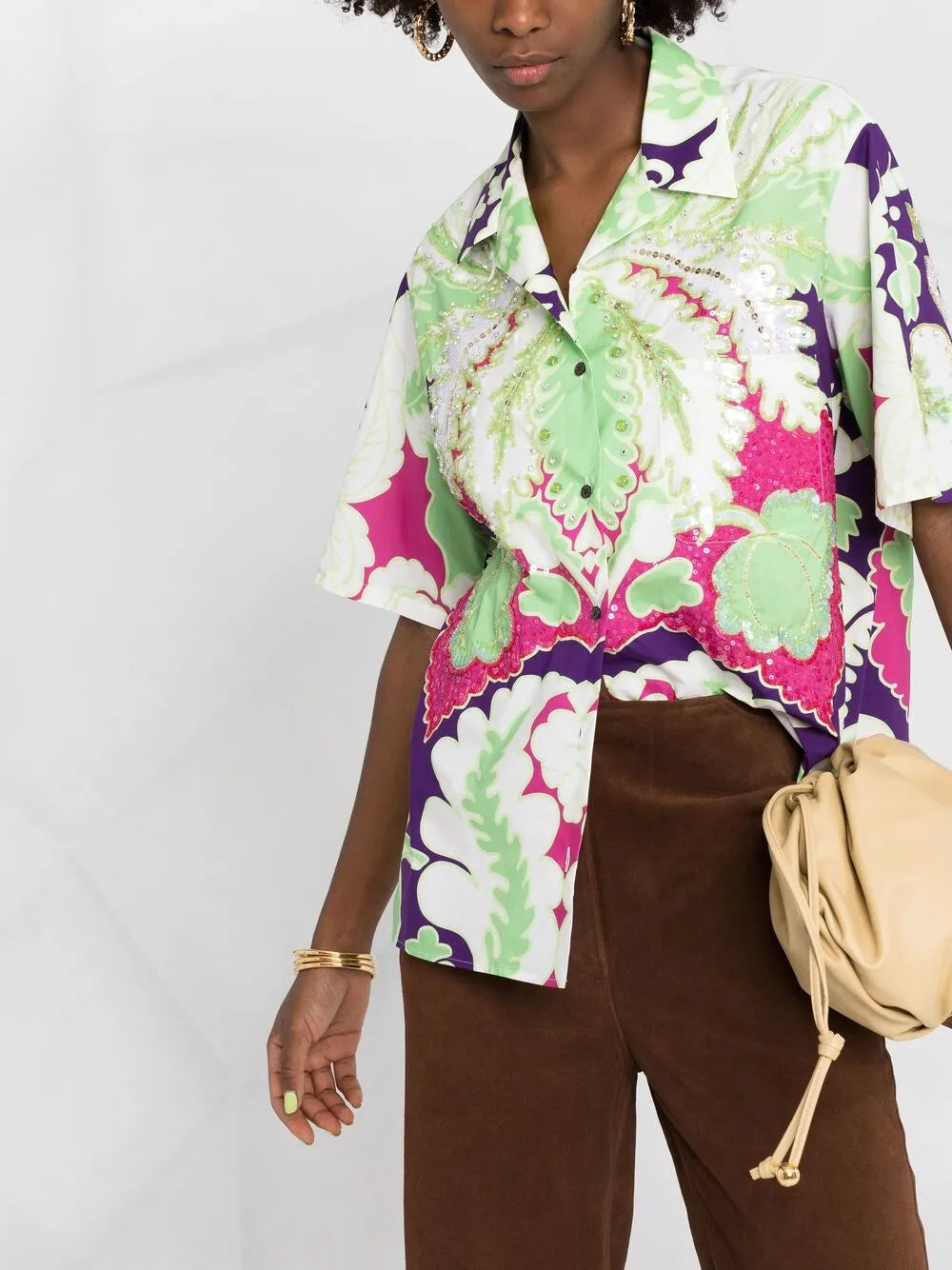 Valentino Garavani Embellished Floral-Print Shirt