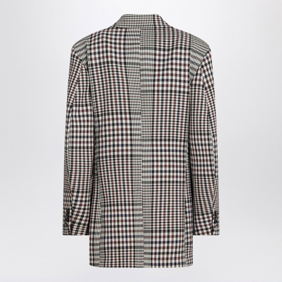 Bottega Veneta Women Double-Breasted Checkered Jacket In Structured Cotton