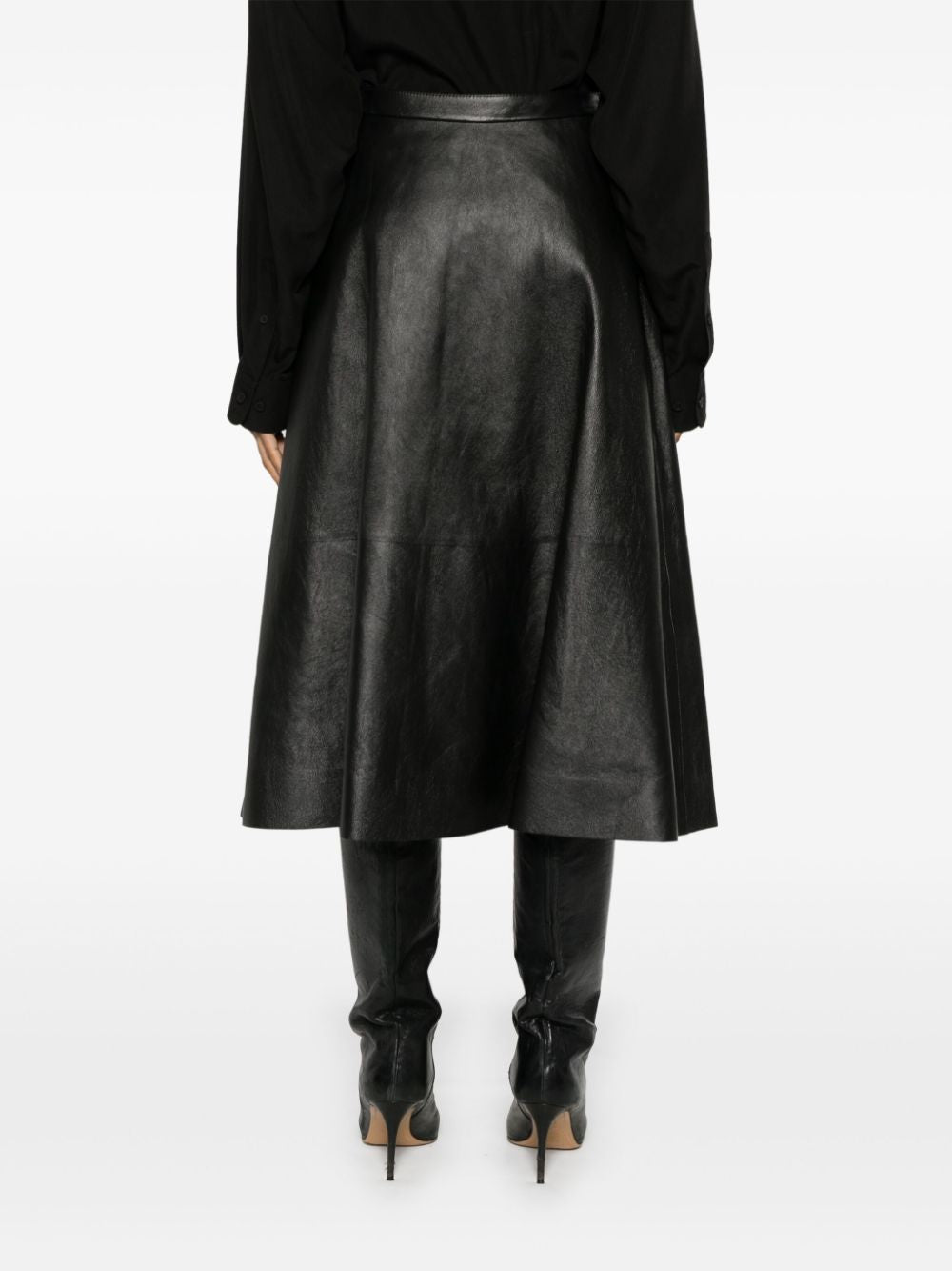 BALENCIAGA Flared Leather Skirt - High Waist Design