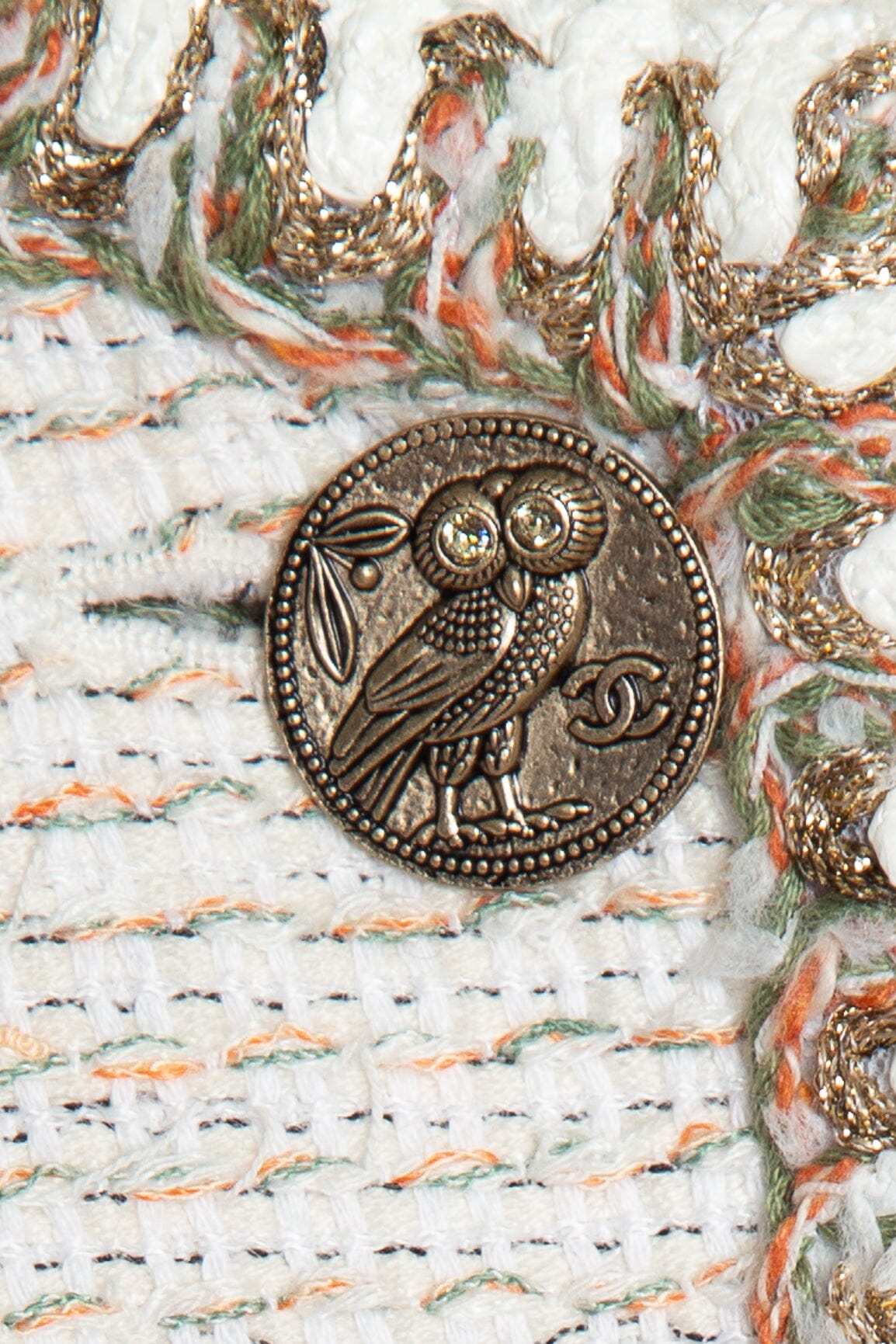 Chanel 2018 Paris- Greece Cream and Multi Color Tweed Jacket SZ 38