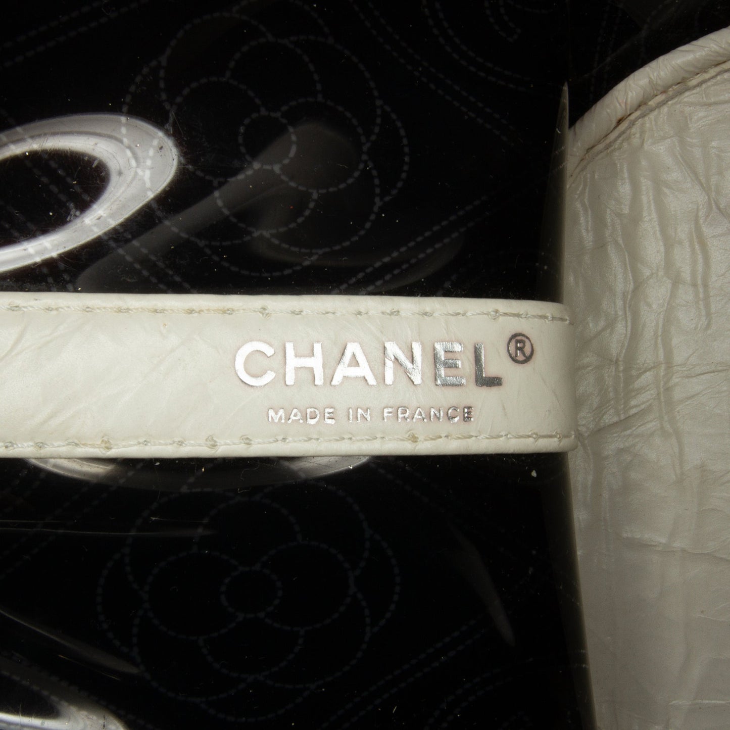 Black Chanel Crumpled Calfskin PVC Camellia Bucket