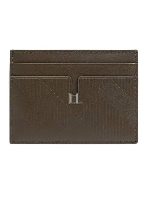 Burberry Embossed Check Leather Card Wallet Military