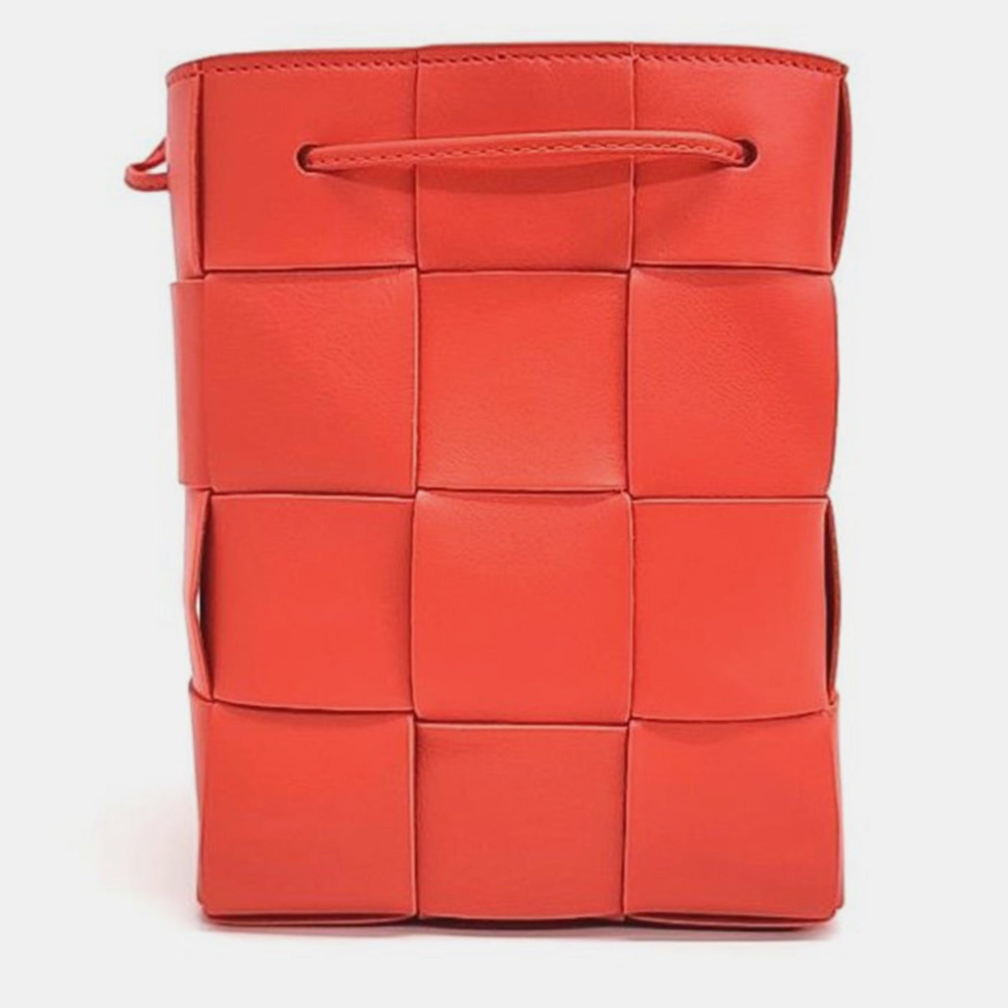 Bottega Veneta Red Woven Leather Cassette Bucket Bag