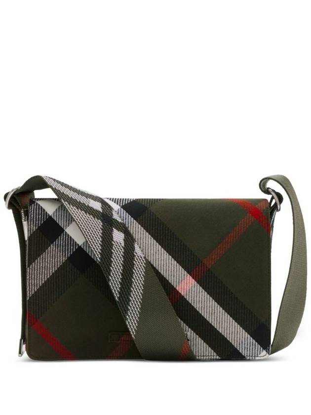 Burberry Checked Jacquard Messenger Bag Green