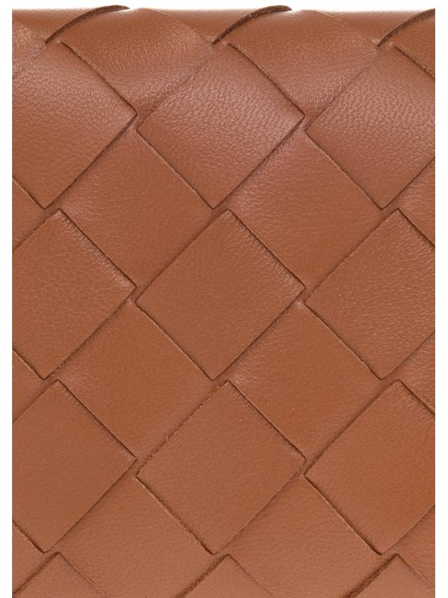 Bottega Veneta Intrecciato Zip Leather Half Wallet Wood