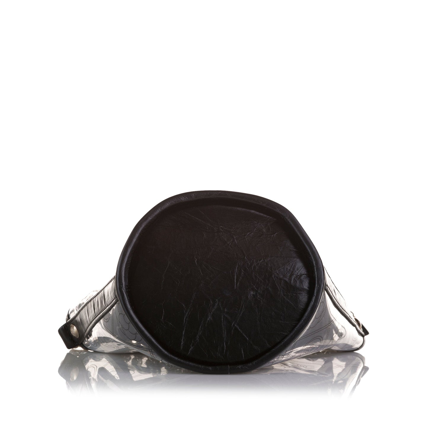 Black Chanel Crumpled Calfskin PVC Camellia Bucket