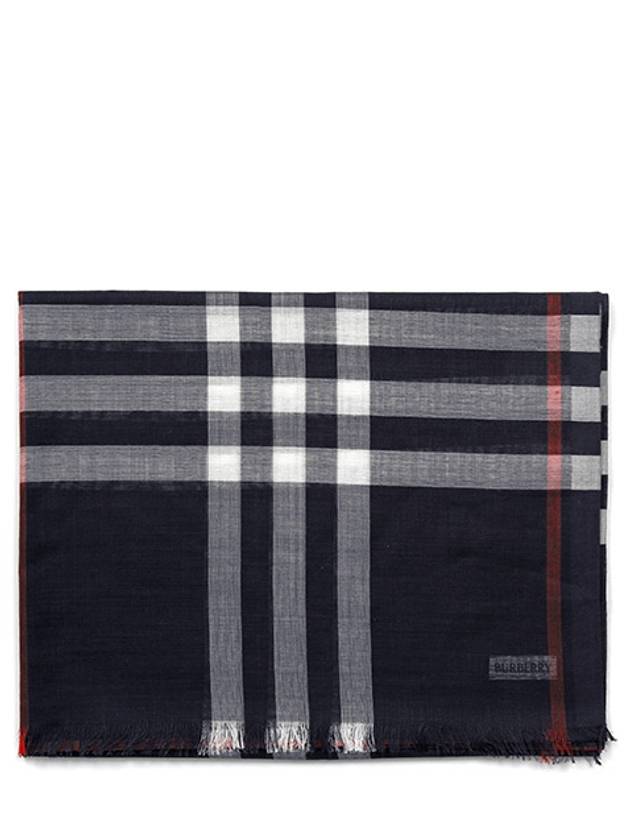 Burberry Checkered Wool Silk Scarf Navy