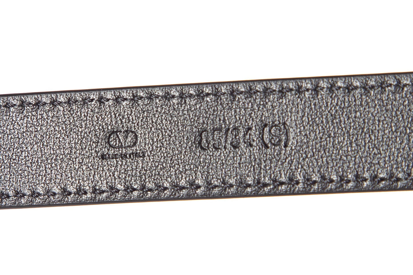 Valentino Black V-Logo Skinny Leather Belt SZ 85/34