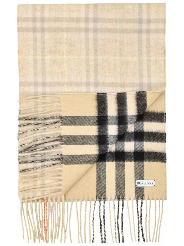 Burberry Check Reversible Cashmere Scarf Sand Beige