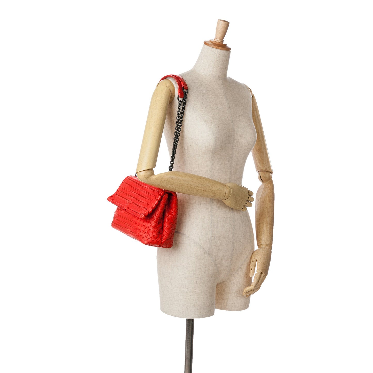 Red Bottega Veneta Small Nappa Intrecciato Olimpia Shoulder Bag