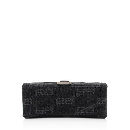 Balenciaga BB Monogram Denim Hourglass XS Top Handle (SHF-q6T640)