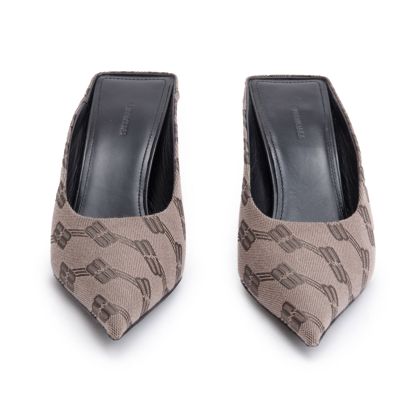 Balenciaga Beige BB Monogram Knife Mules, Size36 w/ Box