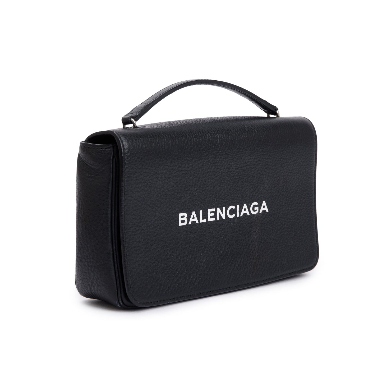 Balenciaga Black Leather Everyday Wallet On Chain