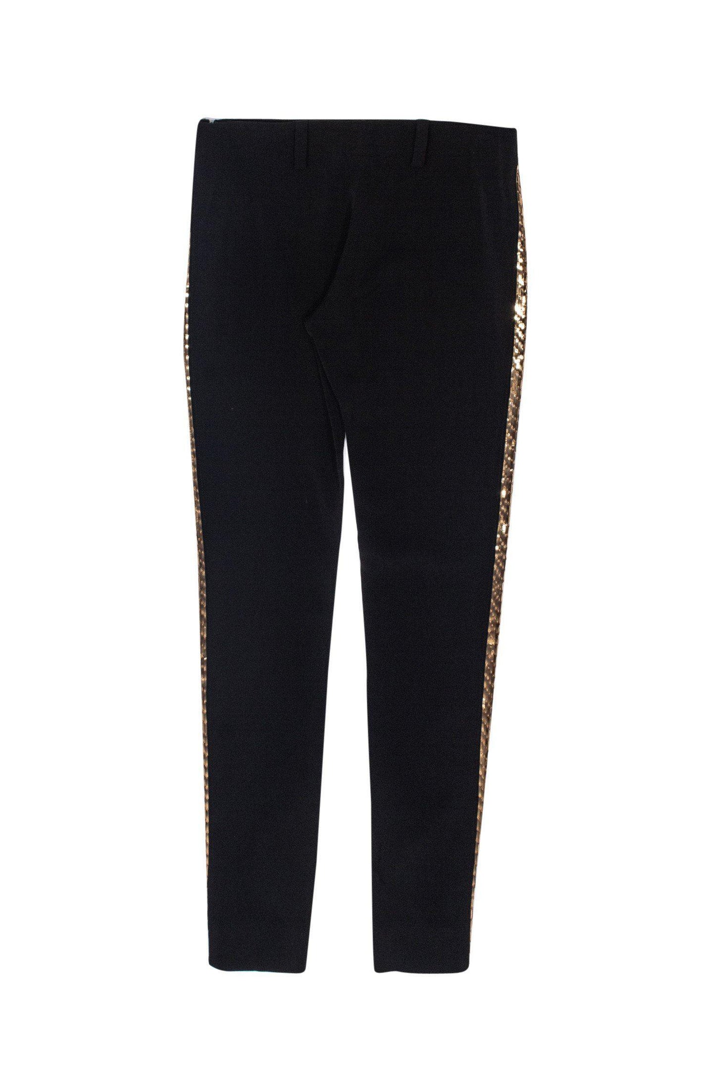 Balenciaga - Black Tuxedo-Style Skinny Pants w/ Gold Sequins Sz 8