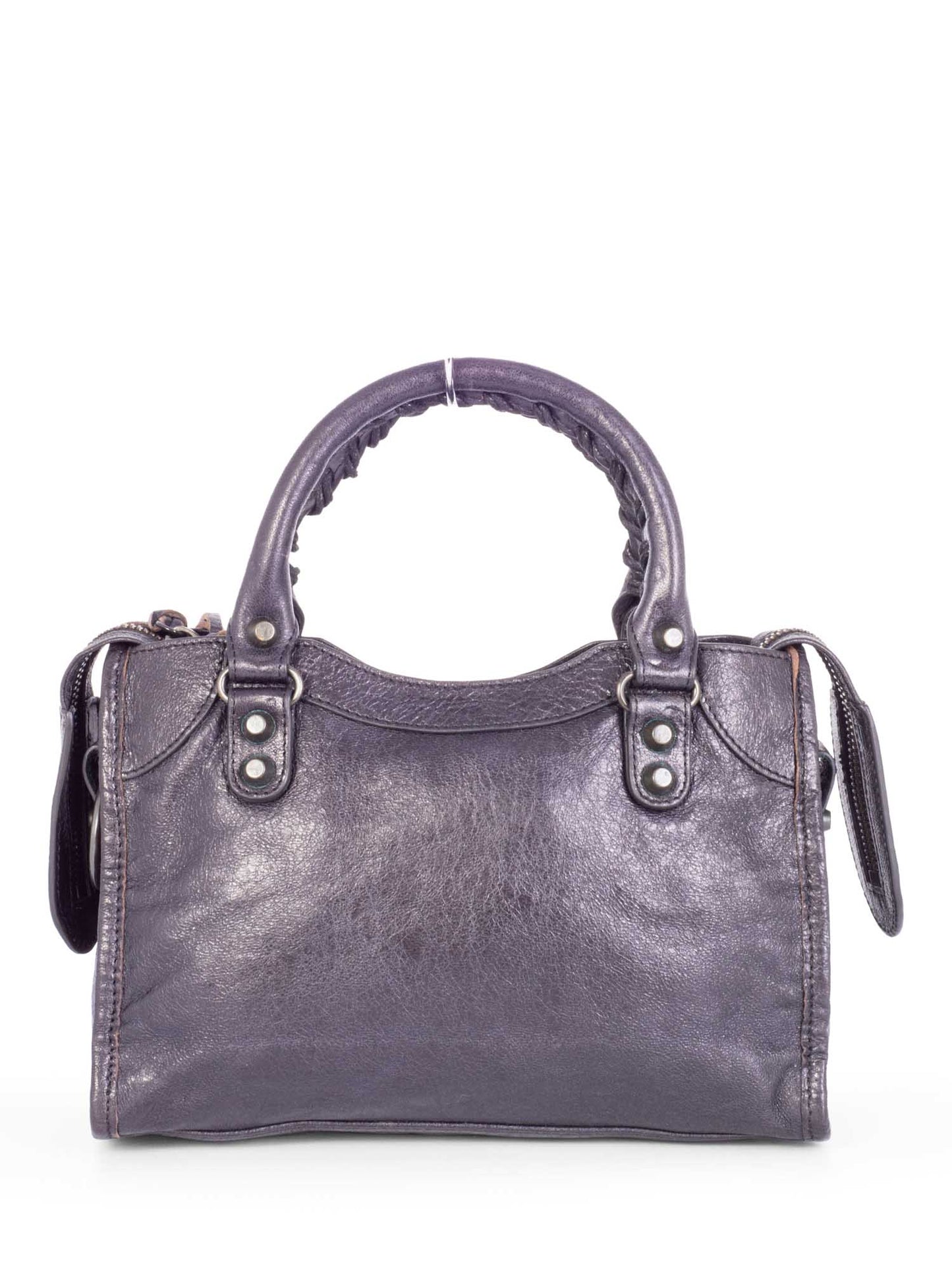 Balenciaga Distressed Leather Classic Hardware Mini City Bag Black