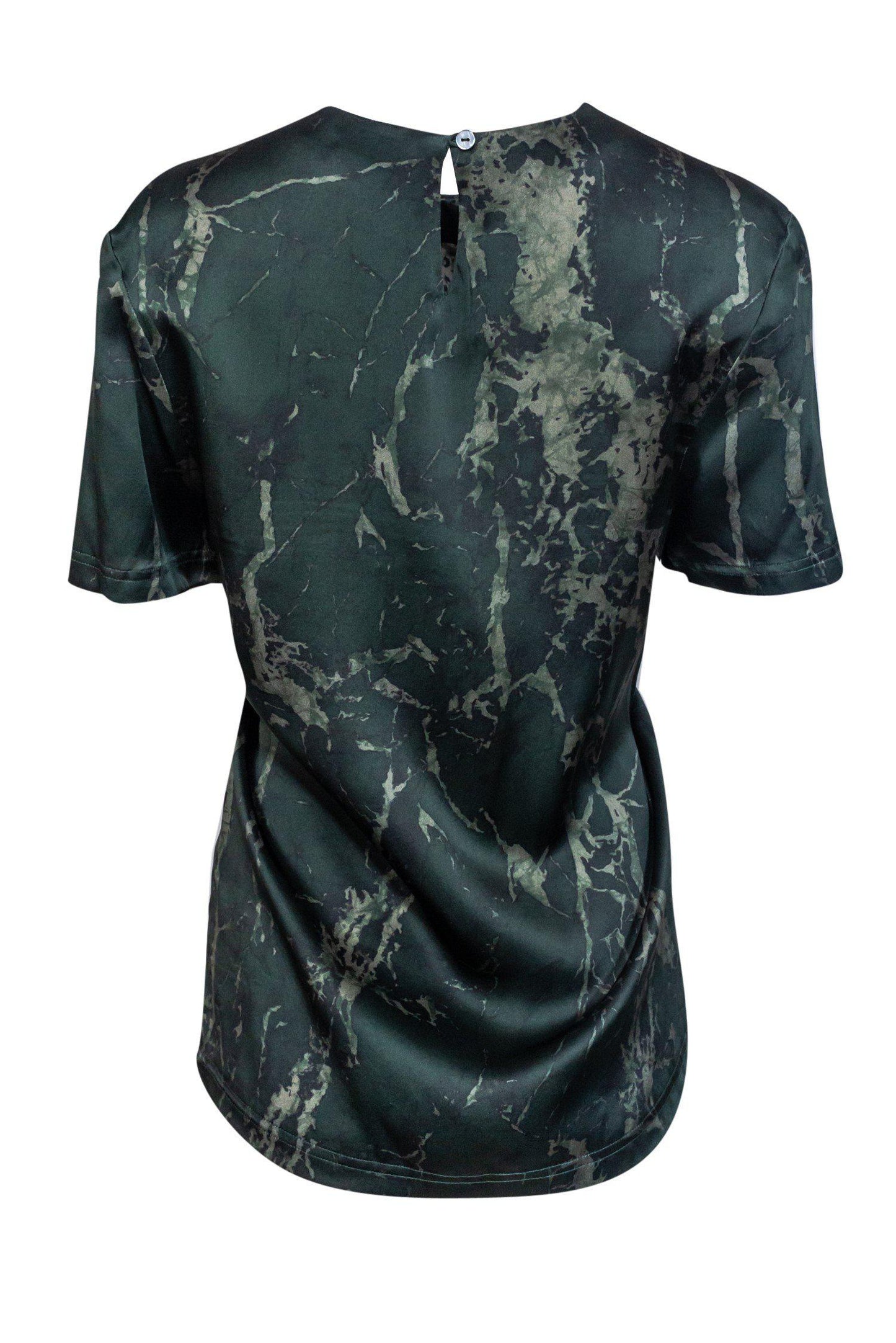 Balenciaga - Green Marble Print Silk Top Sz 6