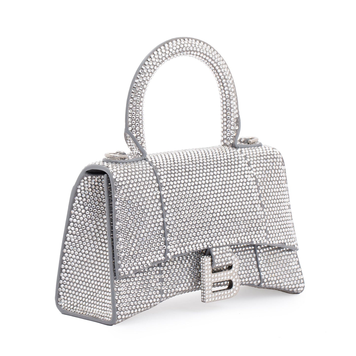 Balenciaga Suede Rhinestone Hourglass XS Top Handle Bag w/ Strap