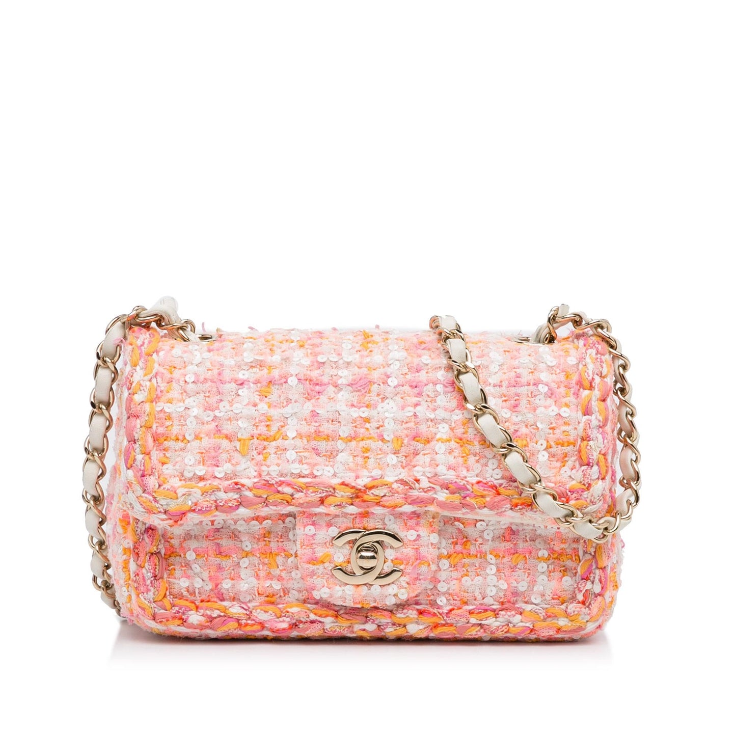 Chanel Mini Classic Embellished Tweed Flap Bag (SHG-xnY6RF)