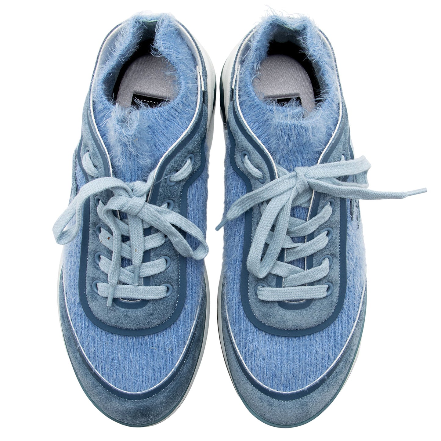 Chanel Suede Calfskin Stretch Fabric CC Sneakers - Size 8.5 / 38.5 (SHF-K53gSx)