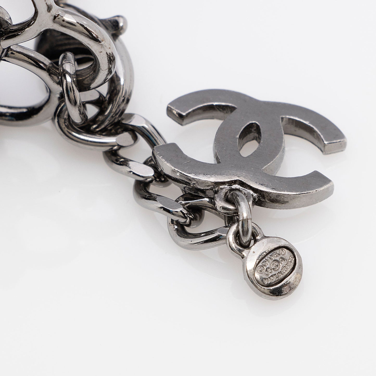 Chanel Velvet Crystal Holly CC Chain Bracelet (SHF-I4zQDX)