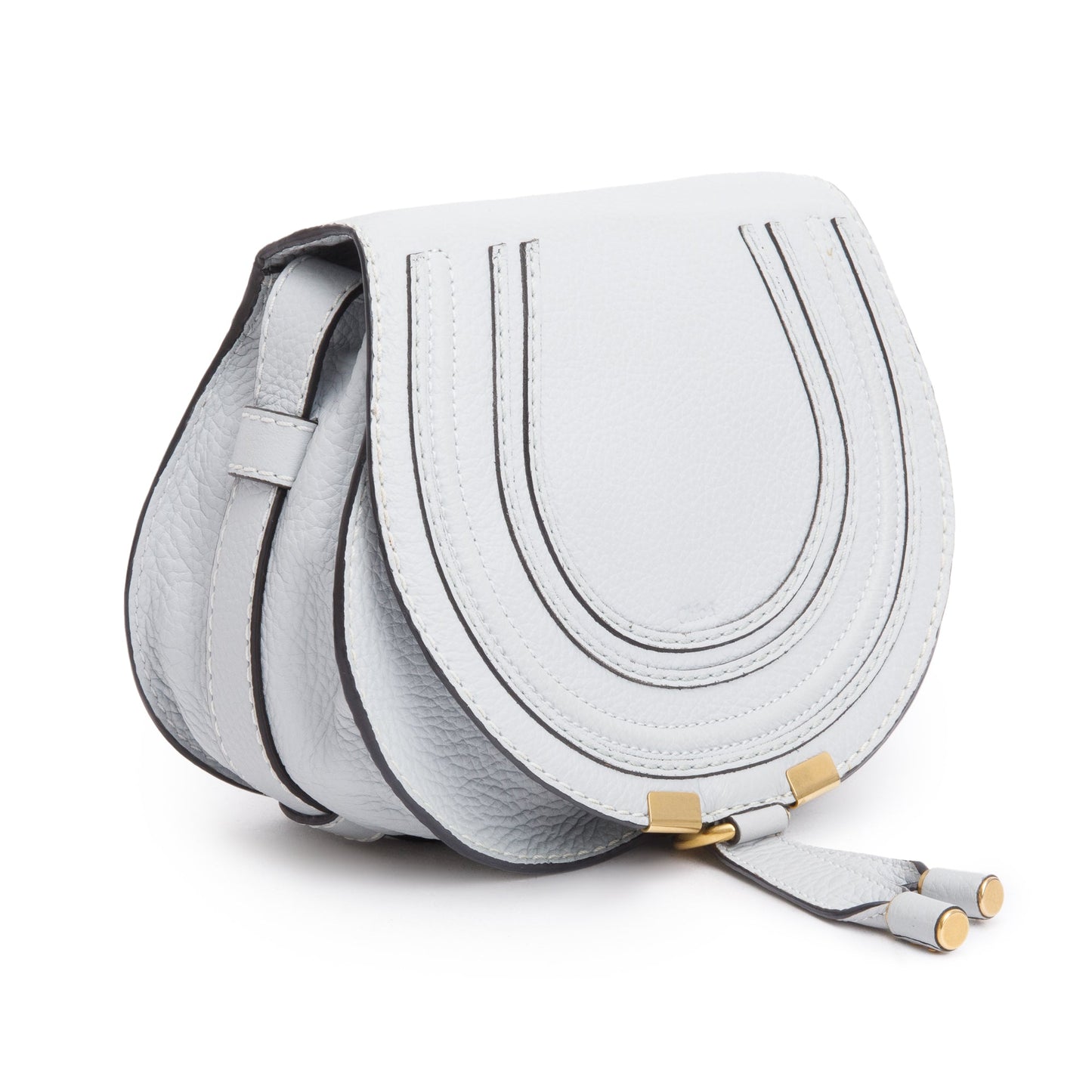 Chloe Grey Calfskin Leather Small Marcie Crossbody Bag