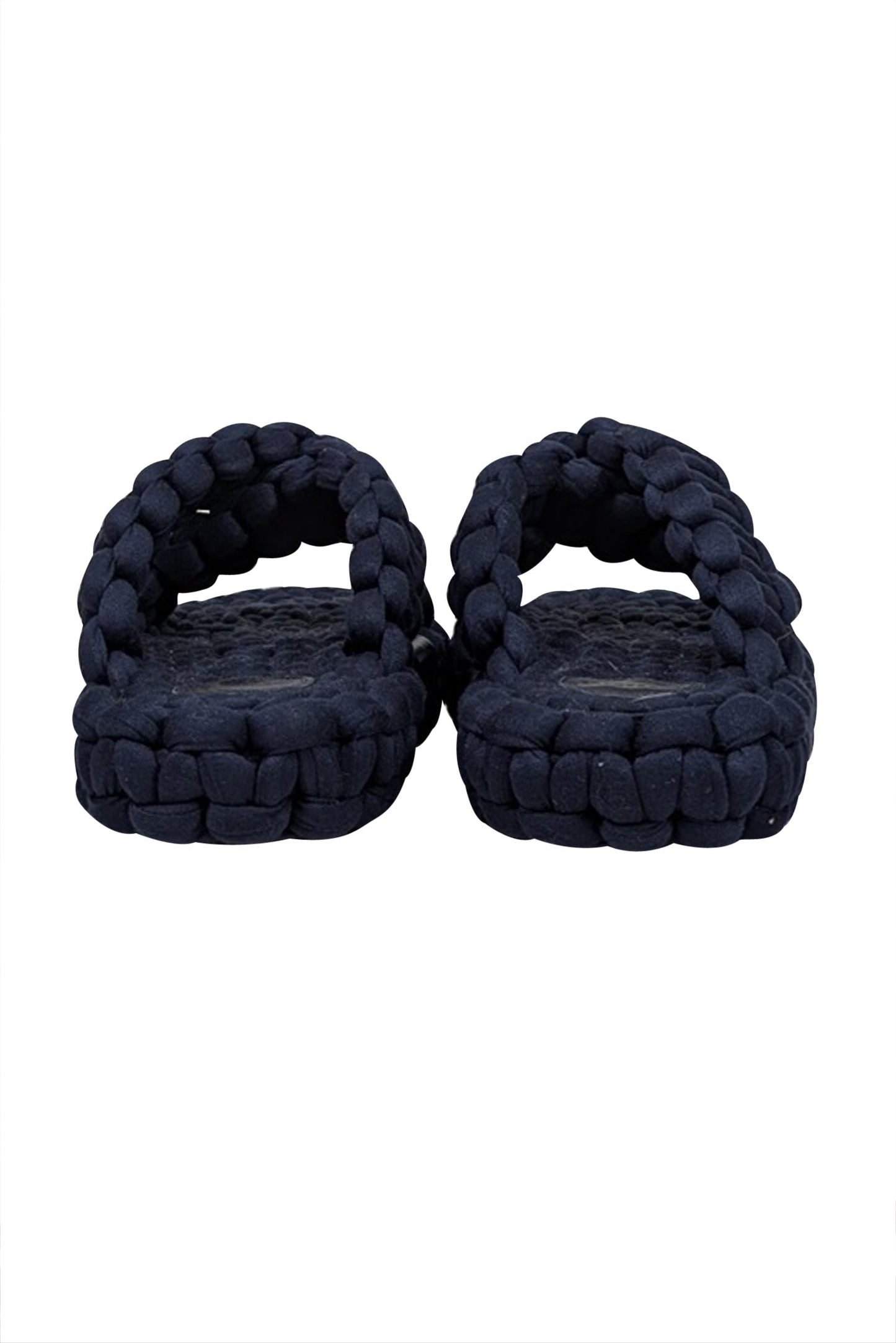 Chloe - Navy Woven Braided "Kamy" Platform Slide Sandals Sz 7