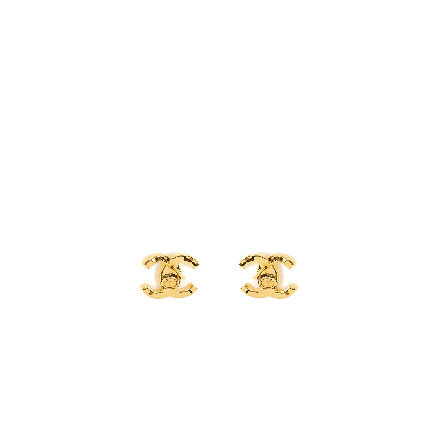 Chanel CC logo with crystal earrings gold tone