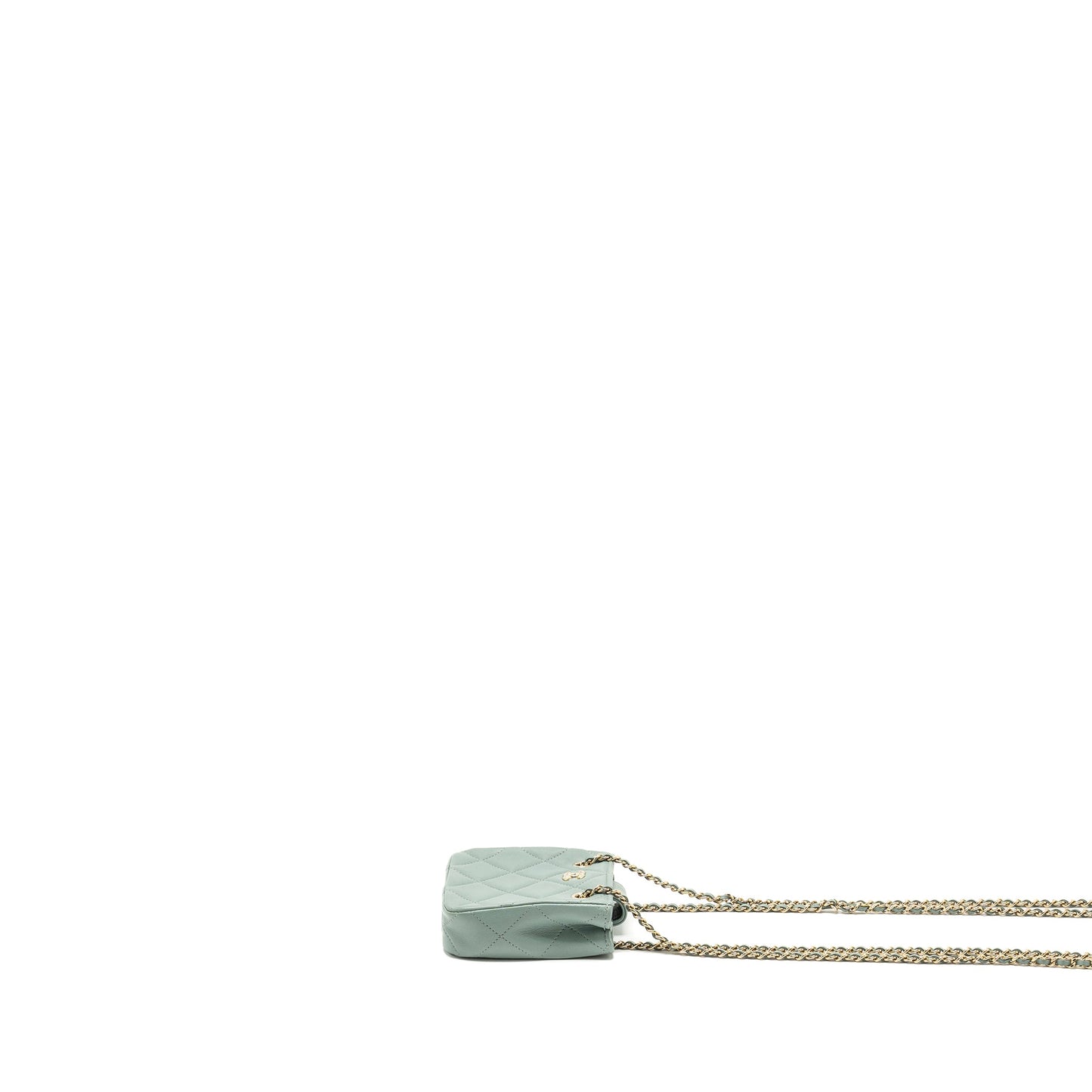 Chanel mini quilted chain bag lambskin light blue LGHW