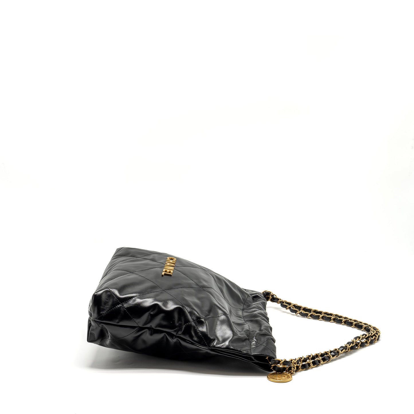 Chanel Small 22 Bag Shiny Calfskin BLACK GHW (Microchip)