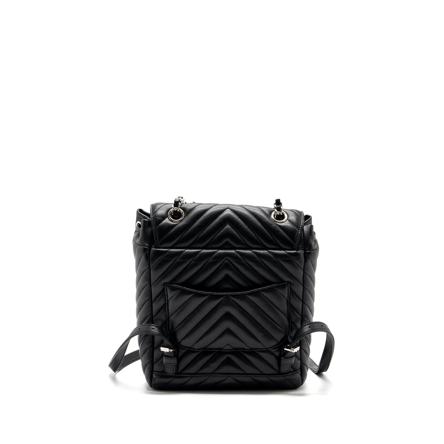 Chanel Small Urban Spirit Backpack Chevron Calfskin Black SHW