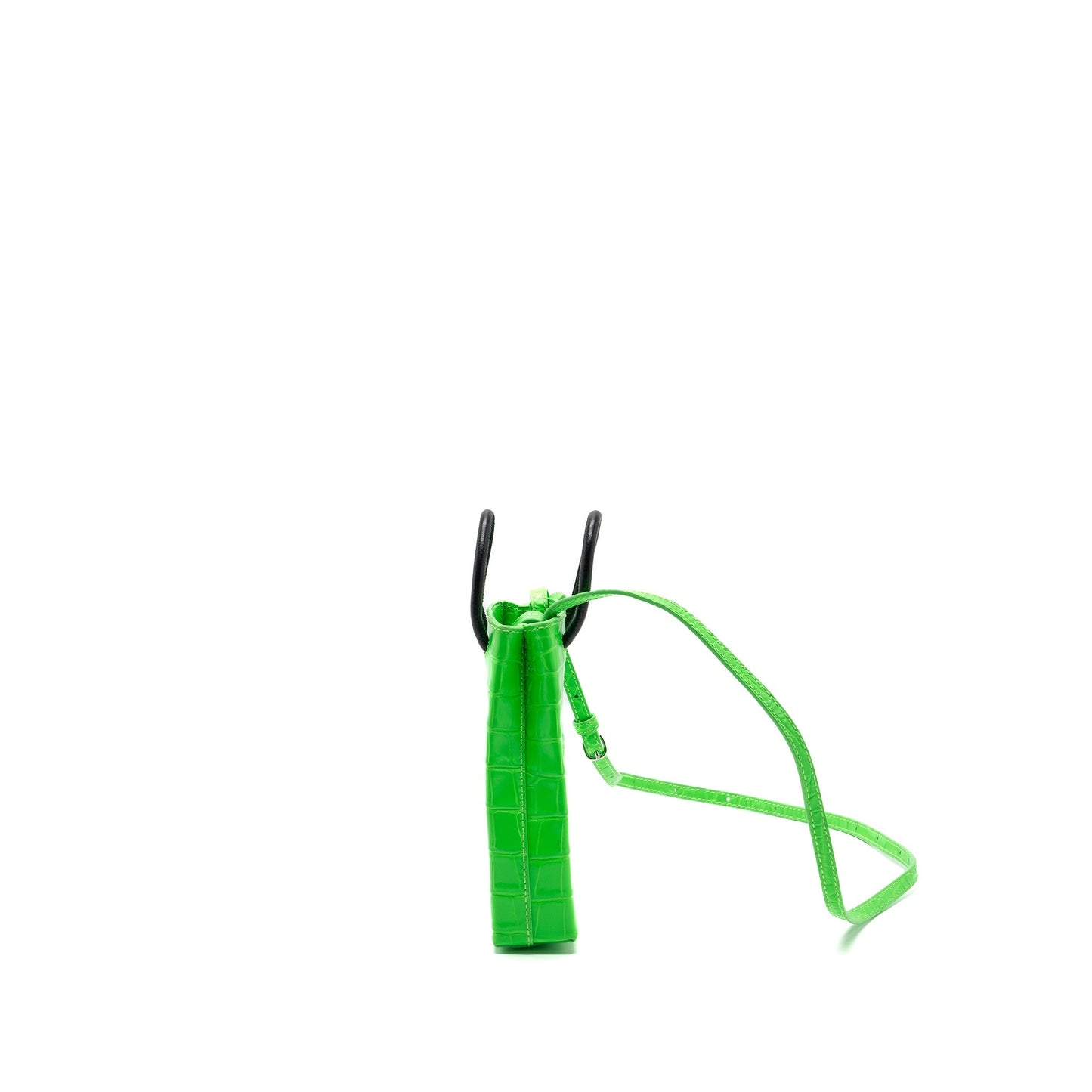 Balenciaga Shopping iPhone holder croc-embossed leather Green/Black SHW