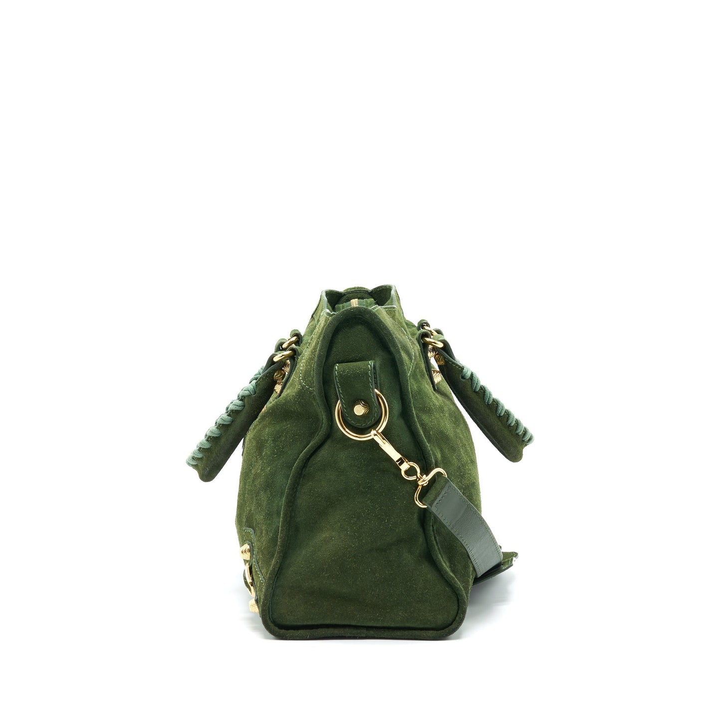 BALENCIAGA GIANT CITY BAG IN SUEDE GREEN GHW