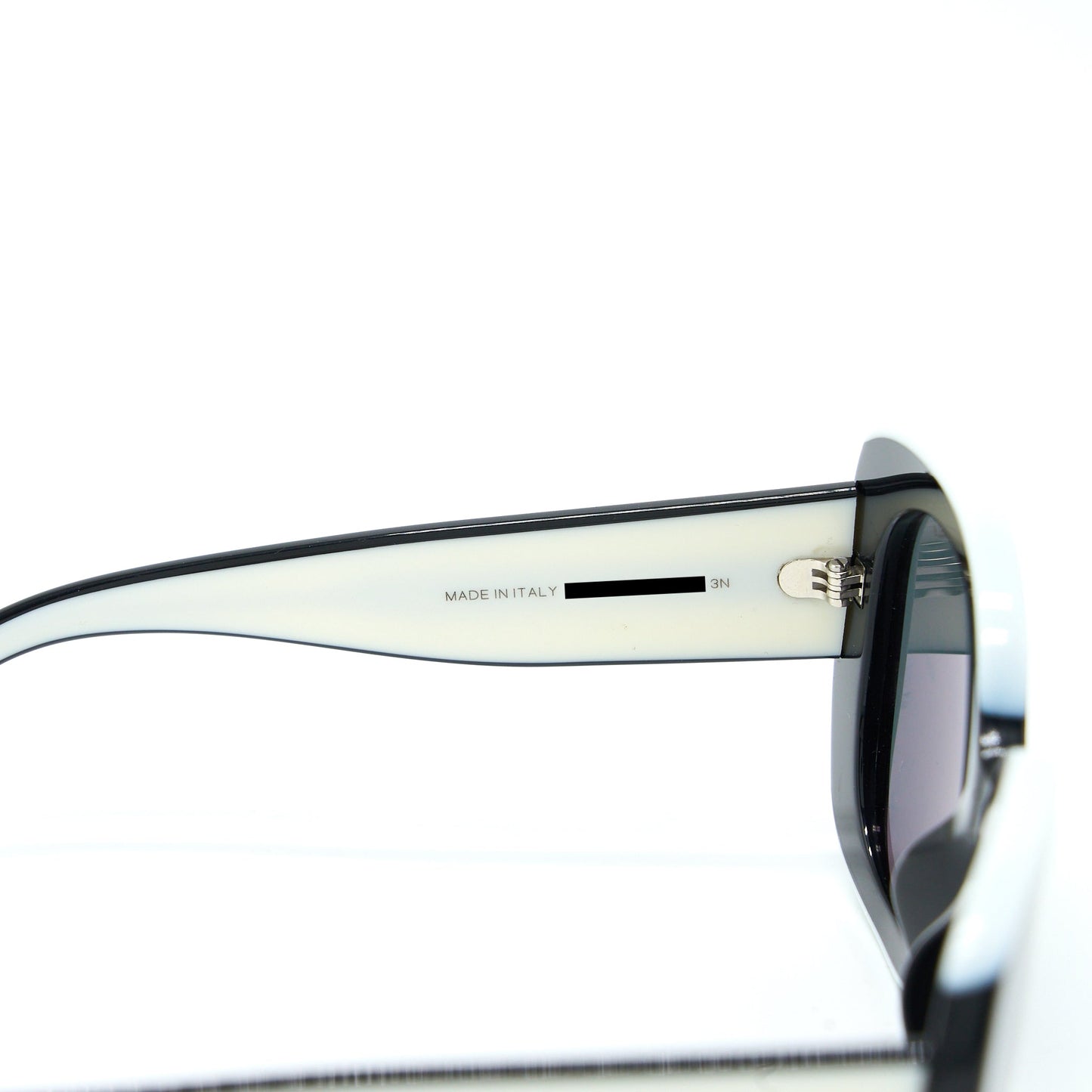 Chanel 71414A Square Sunglasses Black / White SHW