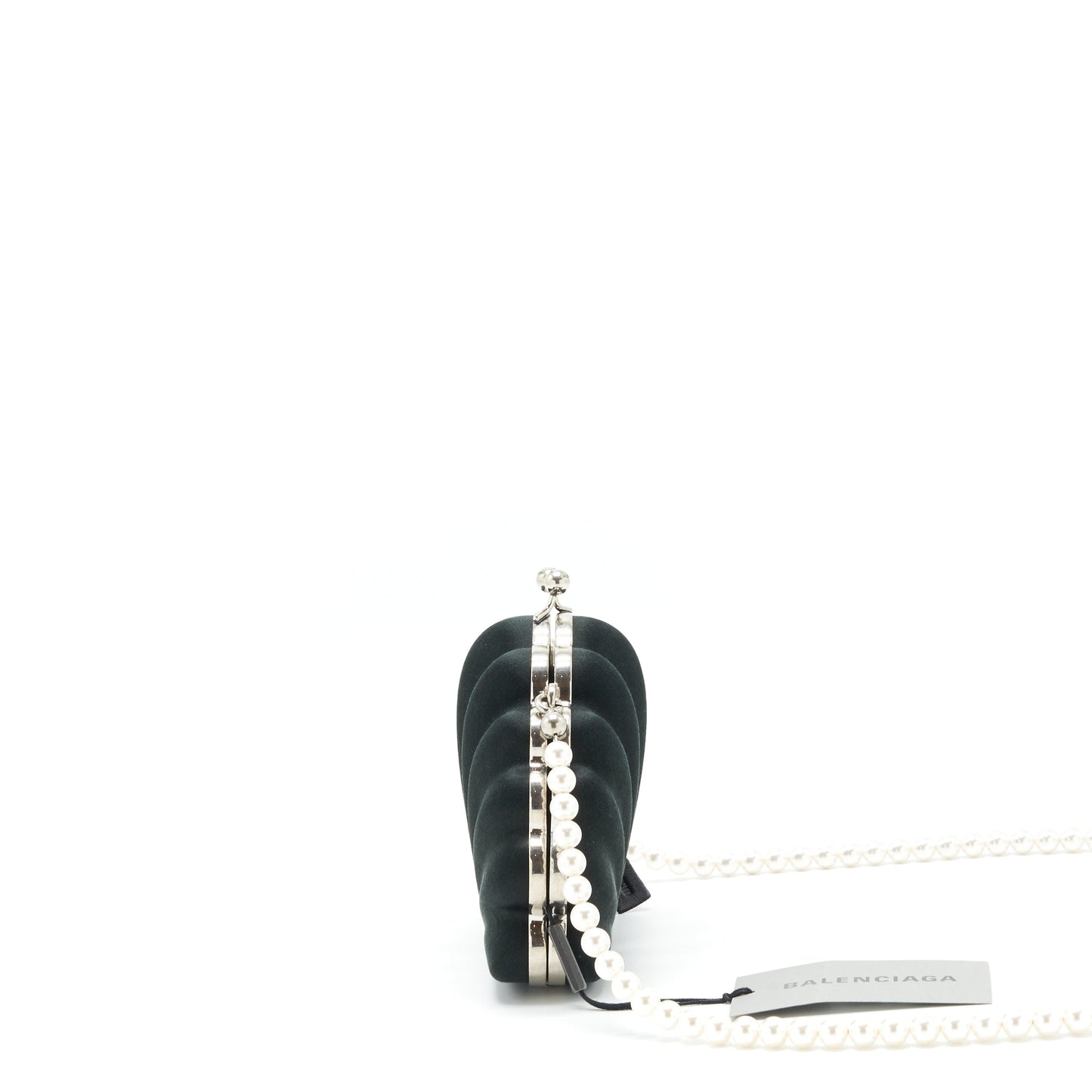 Balenciaga Satin Beads Shell Clutch black SHW