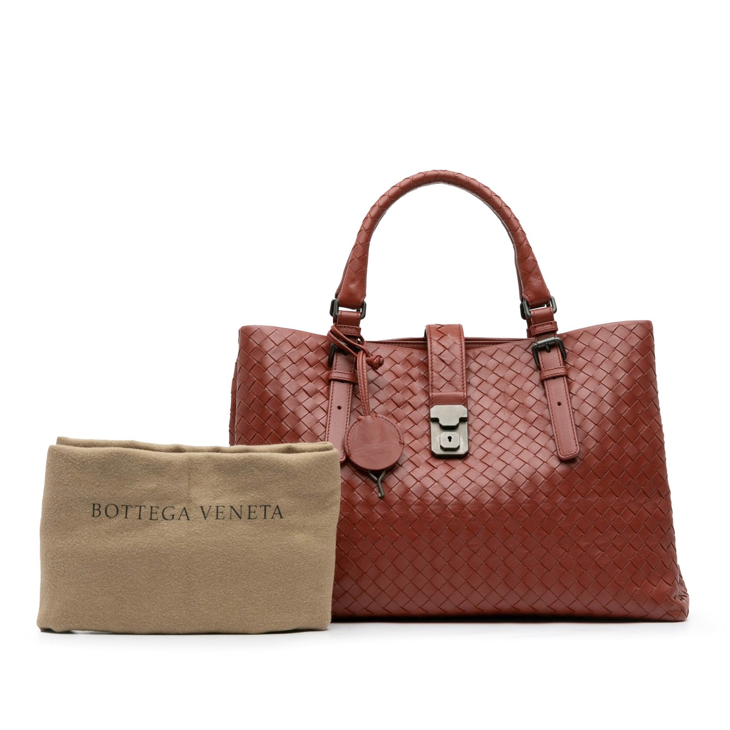 Red Bottega Veneta Medium Nappa Intrecciato Roma Tote