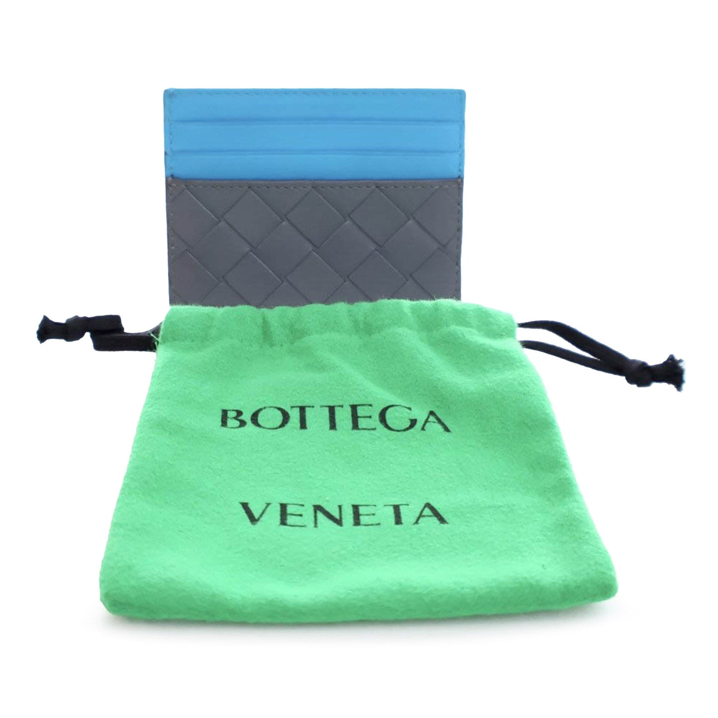 Gray Bottega Veneta Bicolor Nappa Intrecciato Card Holder