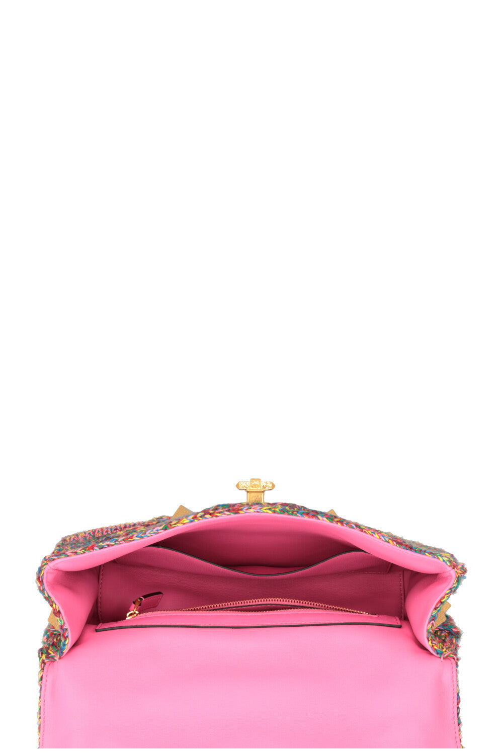 VALENTINO Large Roman Stud Bag Tweed Multicolor