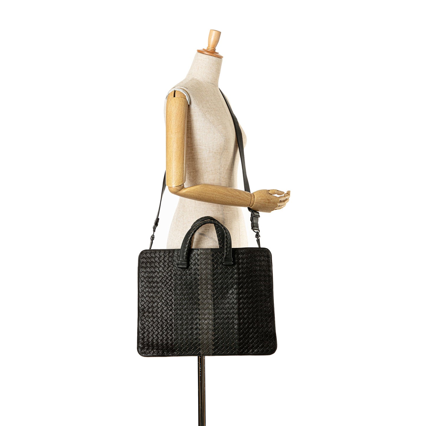 Black Bottega Veneta Intrecciato Nappa Club Fume Briefcase Business Bag