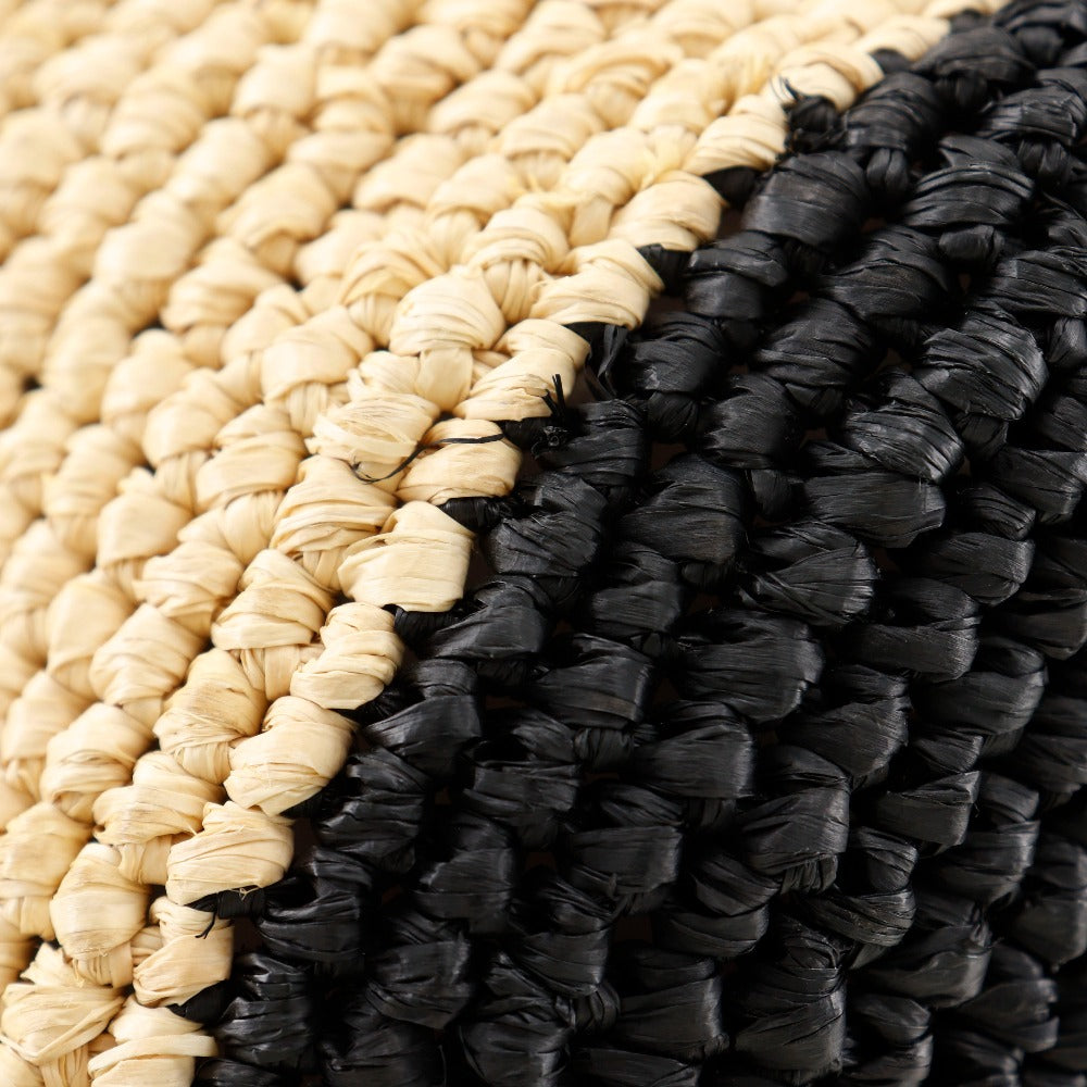 Balenciaga Raffia Basket Handbag Black/Beige