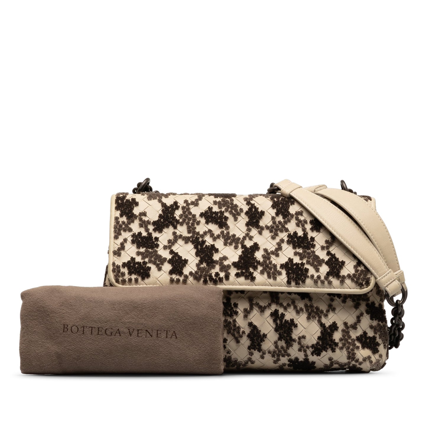 White Bottega Veneta Small Intrecciato Mist Olympia Shoulder Bag