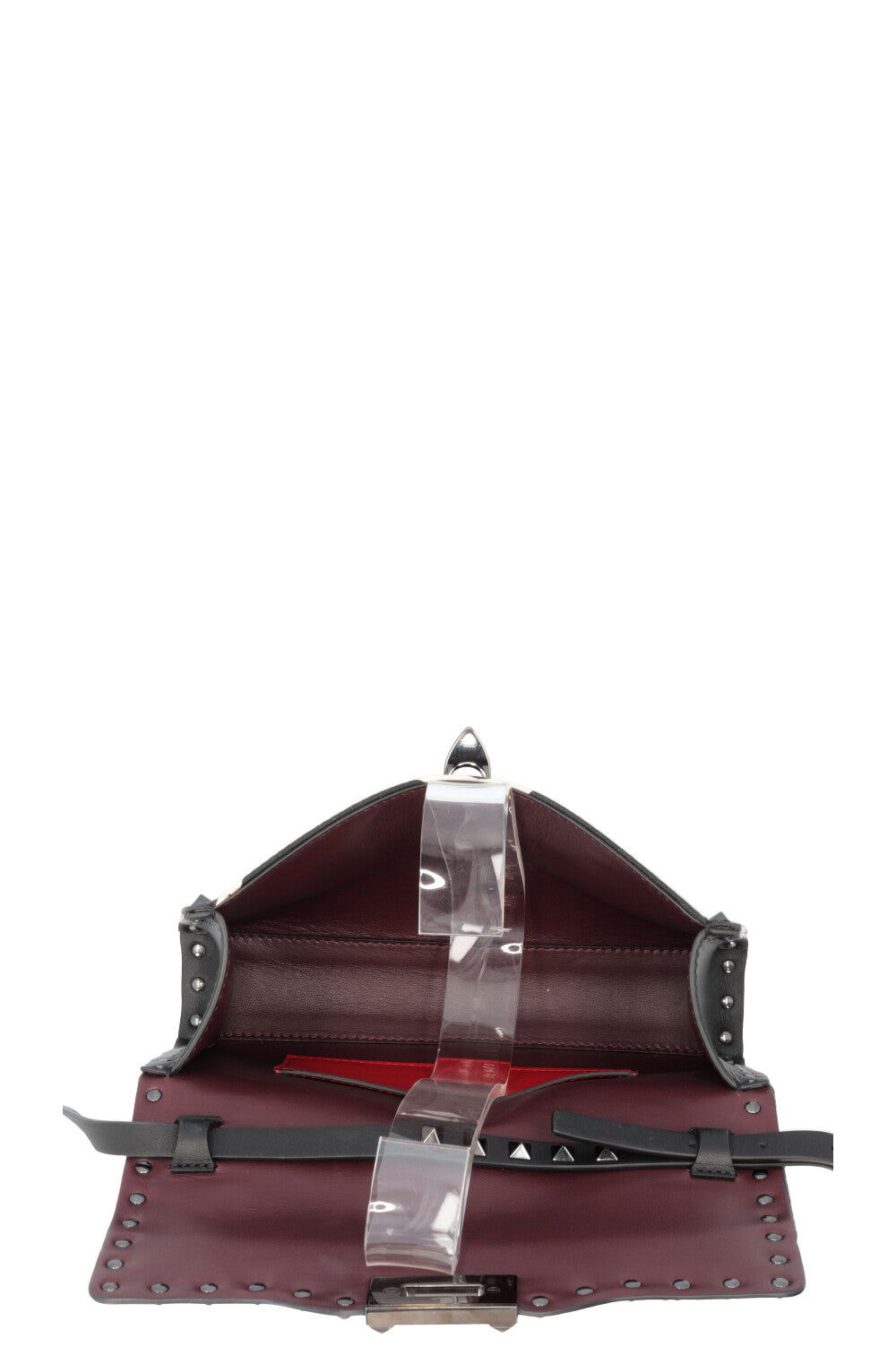 VALENTINO Small Rockstud Bag Canvas Black White