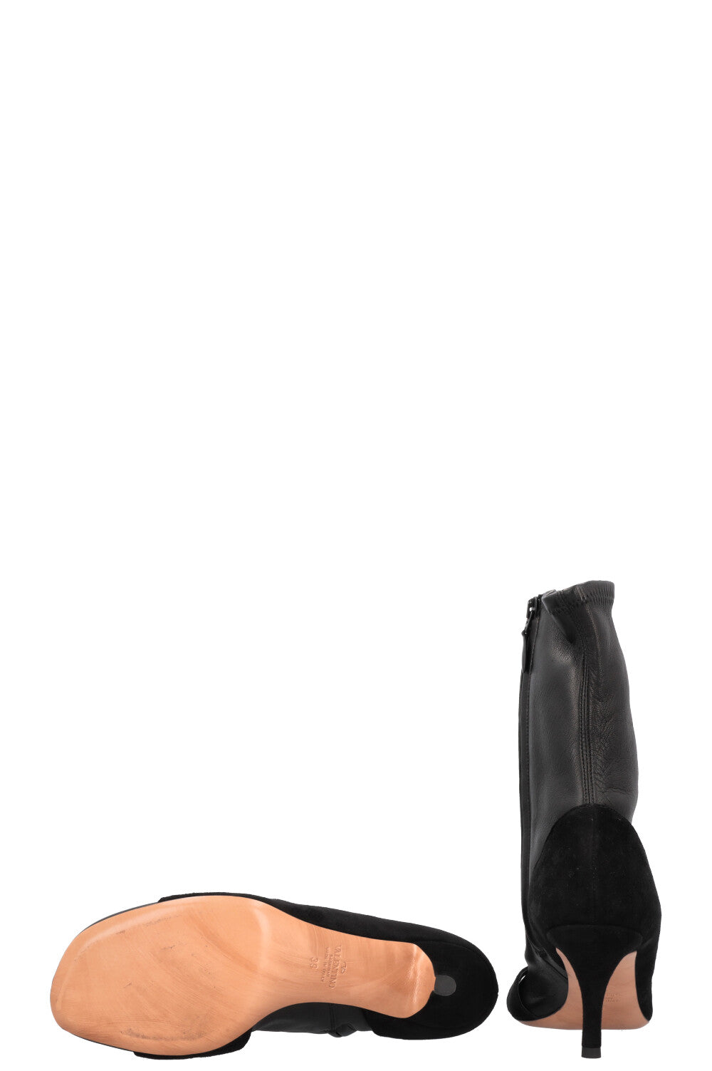 VALENTINO Crystal Details Boots Leather Black