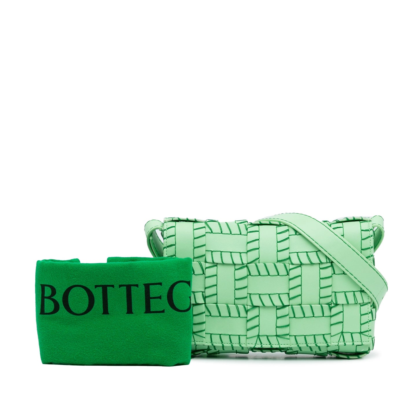 Green Bottega Veneta Maxi Intrecciato Overlock Stitched Cassette Crossbody