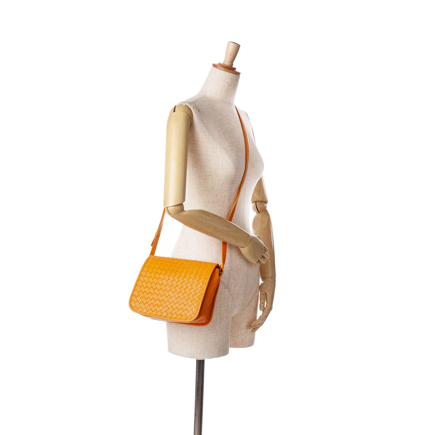 Orange Bottega Veneta Nappa Intrecciato Flap Crossbody