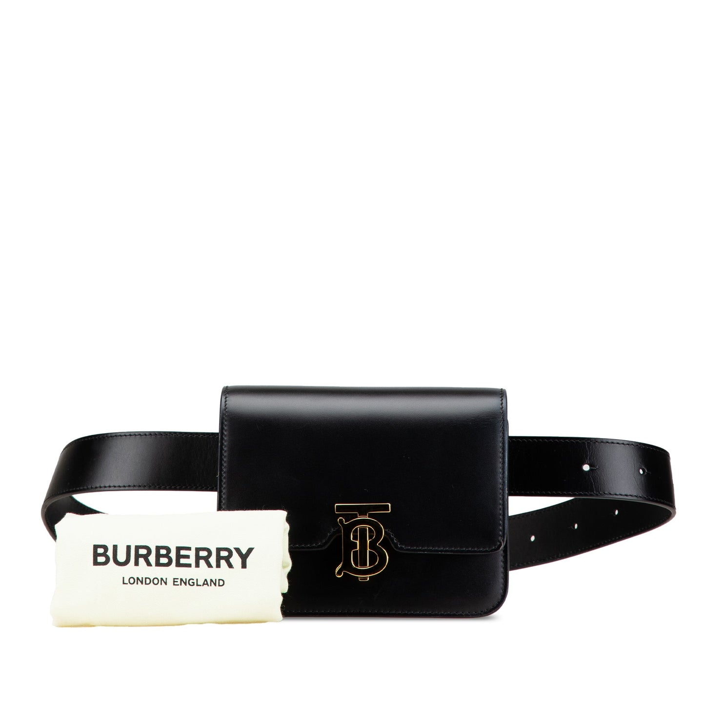 Black Burberry Leather TB Belt Bag