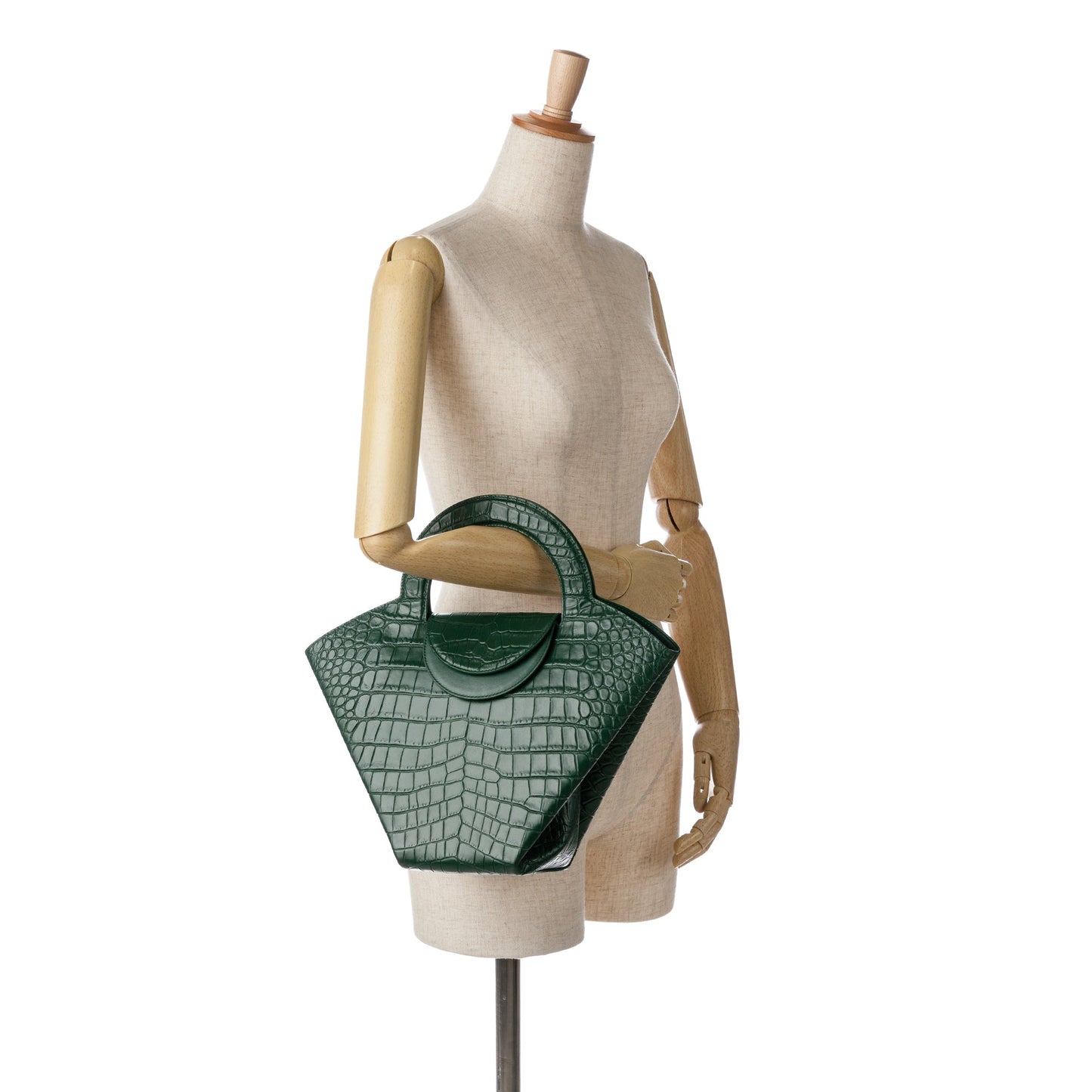 Bottega Veneta Sac Crocodile Embossed Doll Top Handle Bag