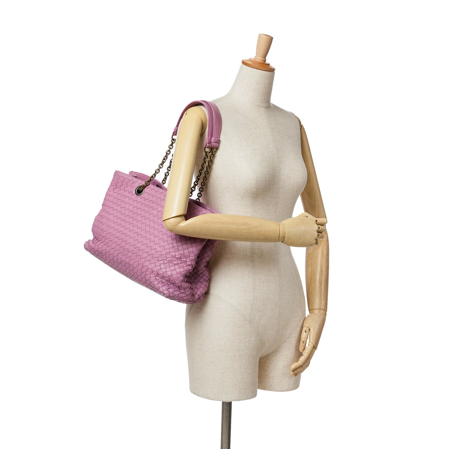 Purple Bottega Veneta Medium Intrecciato Double Chain Tote