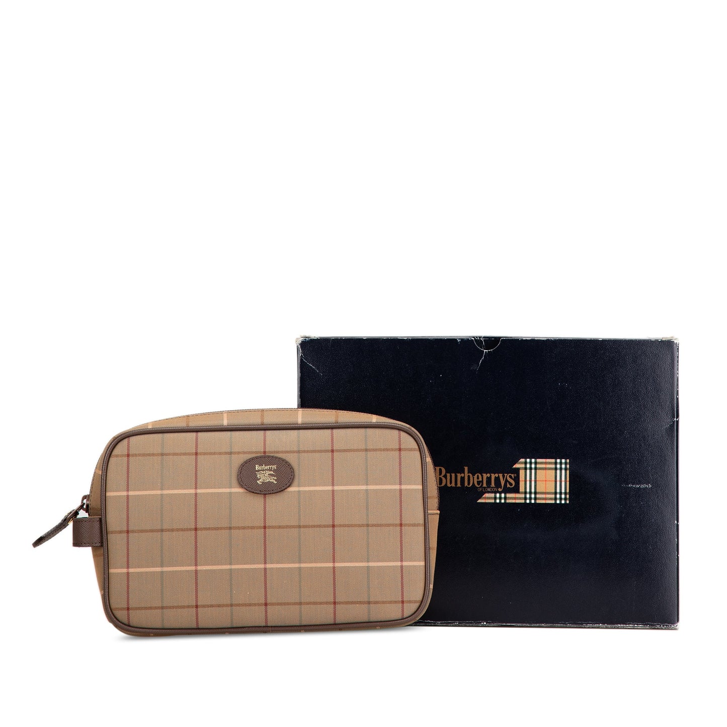 Brown Burberry Vintage Check Canvas Clutch