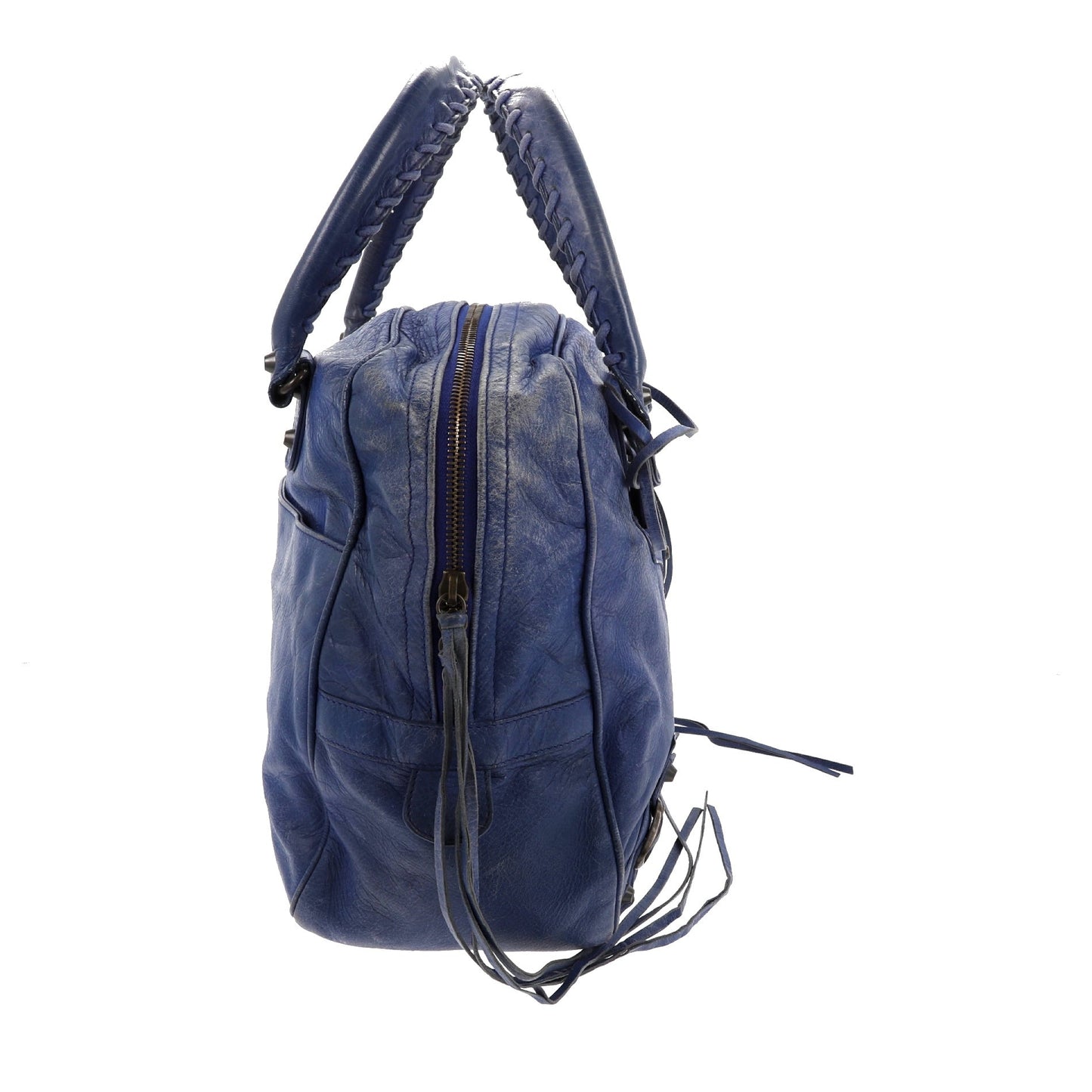 BALENCIAGA The Street Handbag in Blue Leather