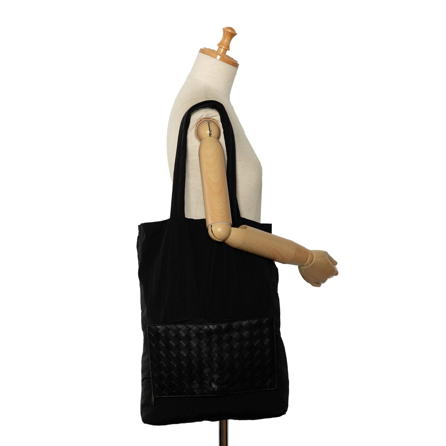 Black Bottega Veneta Intrecciato and Nylon Foldable Tote